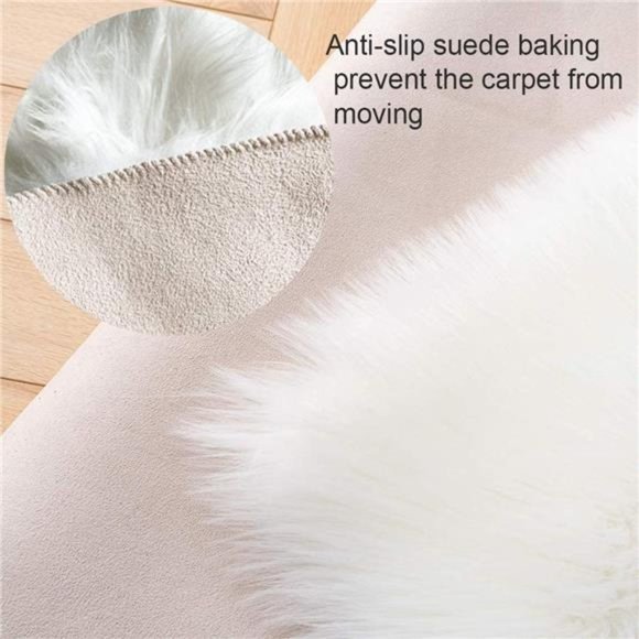 Ultra Soft Faux Sheepskin Fur Rug White Fluffy Area Rugs Chair Couch Cover Fuzzy - Picture 3 of 6